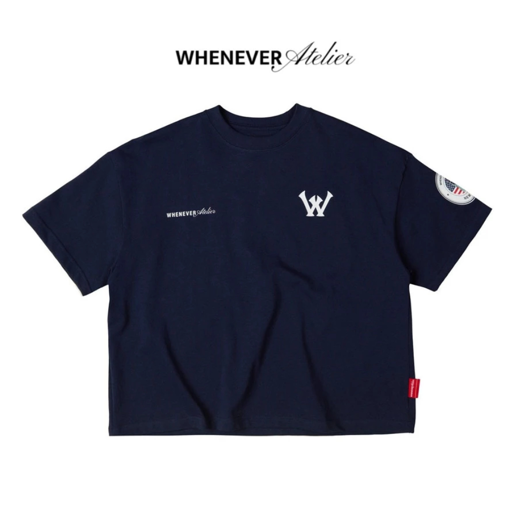 WHENEVER Áo Thun Whenever Atelier W Basic SS25 100% Cotton Form Boxy Local Brand Unisex / Xanh Navy