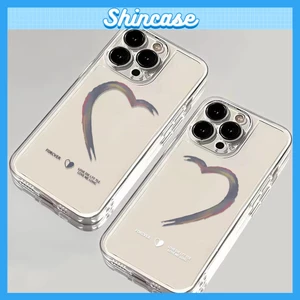 Ốp Lưng Đôi iPhone Trái Tim Viền Thẳng, Trong Suốt Bảo Vệ Camera - iP 6/6s/7/8/Plus/X/XS/11/12/13/14/15/16/17/Pro/Max