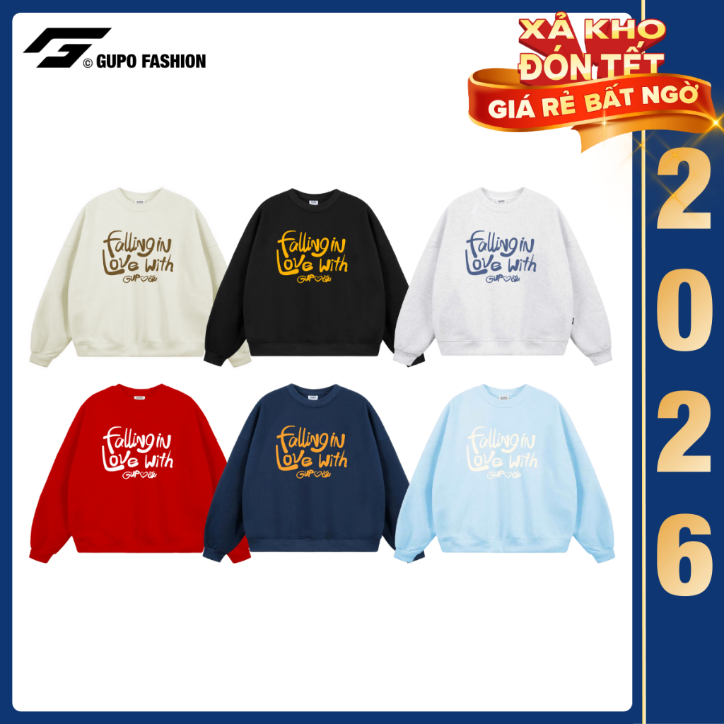 [BST TẾT] Áo Sweater Nỉ Dày Form Boxy Tay Phồng Thêu Xù Unisex Local Brand GUPO - SWT02 | BigBuy360 - bigbuy360.vn