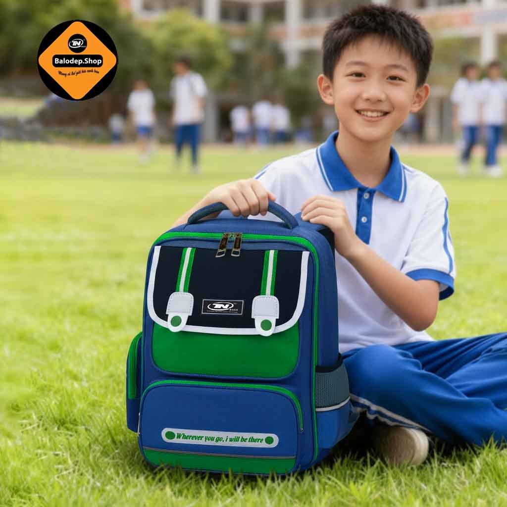 Balo Học Sinh Tiểu Học TNBags Smart Green TN.B 3111 – Nhẹ, Bền, Chống Gù Lưng, Ngăn Rộng Mở 180°!