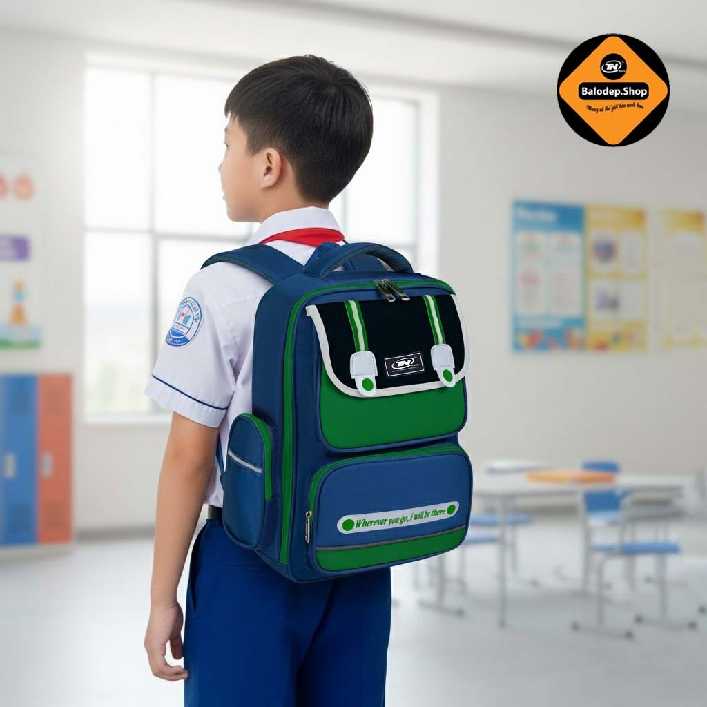 Balo Học Sinh Tiểu Học TNBags Smart Green TN.B 3111 – Nhẹ, Bền, Chống Gù Lưng, Ngăn Rộng Mở 180°!