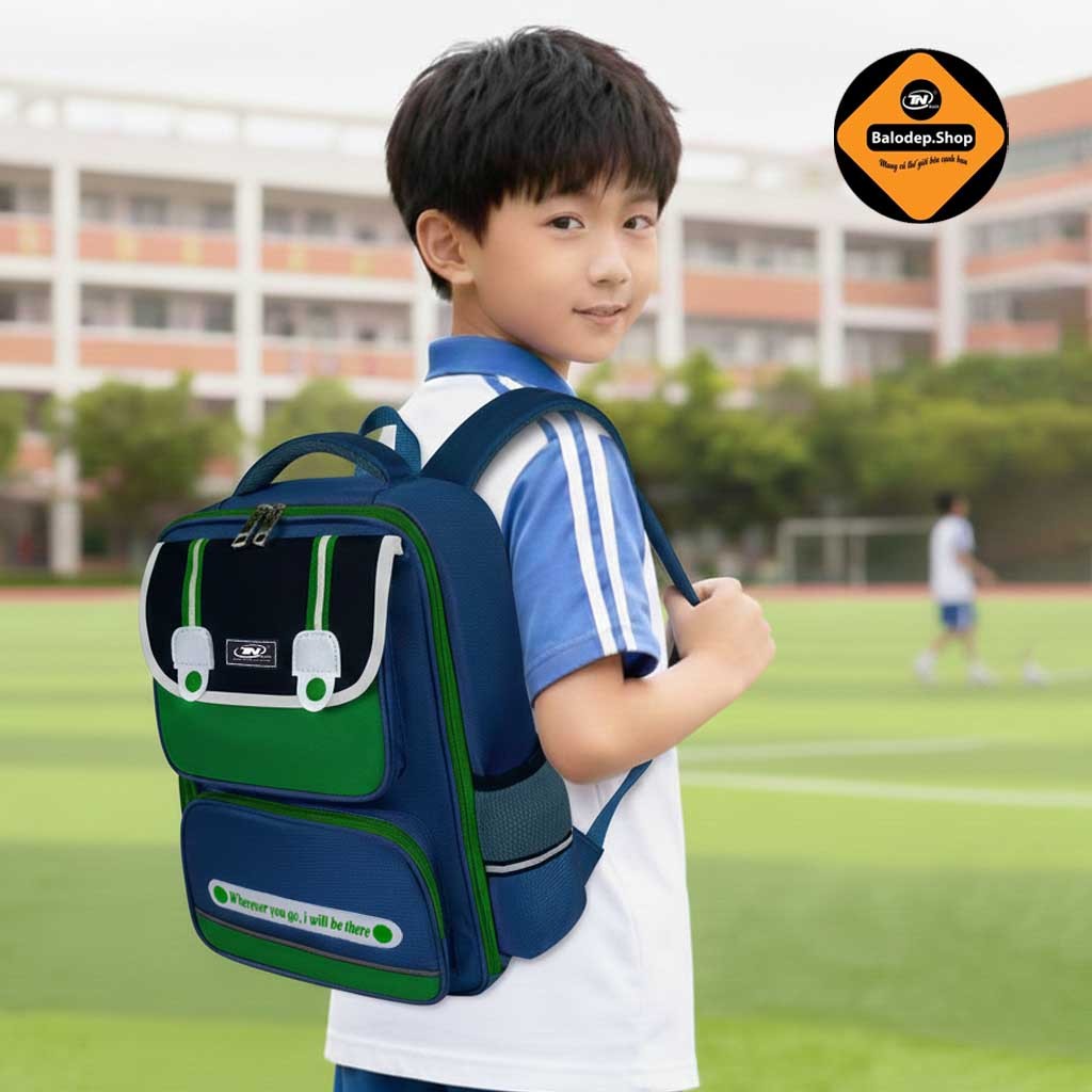 Balo Học Sinh Tiểu Học TNBags Smart Green TN.B 3111 – Nhẹ, Bền, Chống Gù Lưng, Ngăn Rộng Mở 180°!