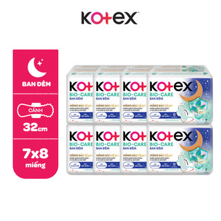 Combo 4/Combo 8 gói Băng vệ sinh Kotex Biocare Ban Đêm SMC 32CM - 7 miếng/gói