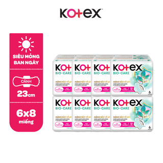 Combo 4/Combo 8 gói Băng vệ sinh Kotex Biocare Ban Ngày siêu mỏng cánh 23CM - 6 miếng/gói