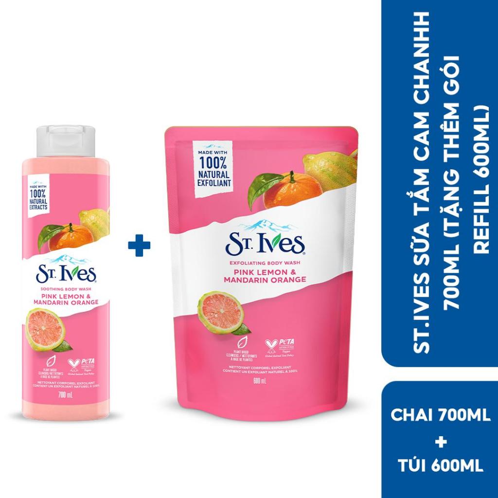 [Mua 1 tặng 1 Túi Refill 600ml] SỮA TẮM ST.IVES 700ml (Tùy chọn Bơ Yến Mạch/ Cam chanh/ Muối biển)