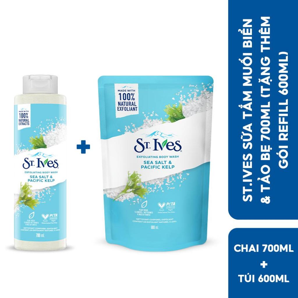 [Mua 1 tặng 1 Túi Refill 600ml] SỮA TẮM ST.IVES 700ml (Tùy chọn Bơ Yến Mạch/ Cam chanh/ Muối biển)