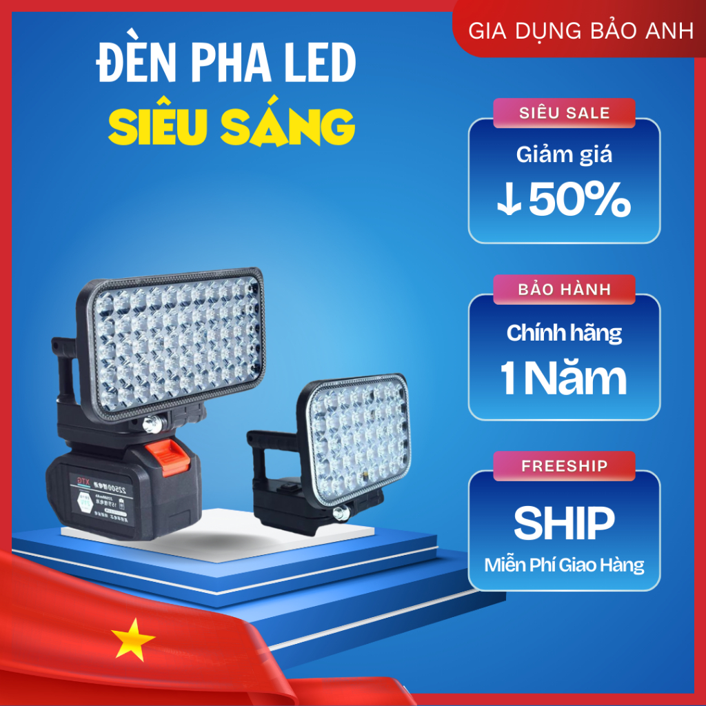 Đèn Pha LED Dùng Chân Pin Phổ Thông Có Cổng Sạc Điện Thoại, Đèn Led ...
