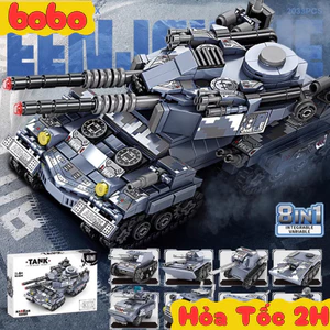 Mô hình lắp ráp xe Tank Bóng Đêm 2 Nòng 8IN1 tăng chiến đấu cảnh sát thuyền chiến SWAT Quà Tặng Sinh Nhật
