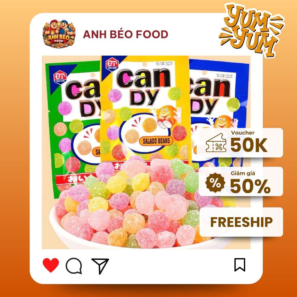 Thùng 20 Gói Kẹo Salado Beans DOTEN - Bánh Kẹo Cổng Trường Siêu Hot (1 ...