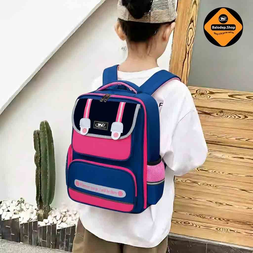 Balo Học Sinh Chống Gù Bé Gái TNBags Smart Pink TN.B 3112 Màu Hồng Xinh Xắn, Đáng Yêu, Ngăn Mở 180°!