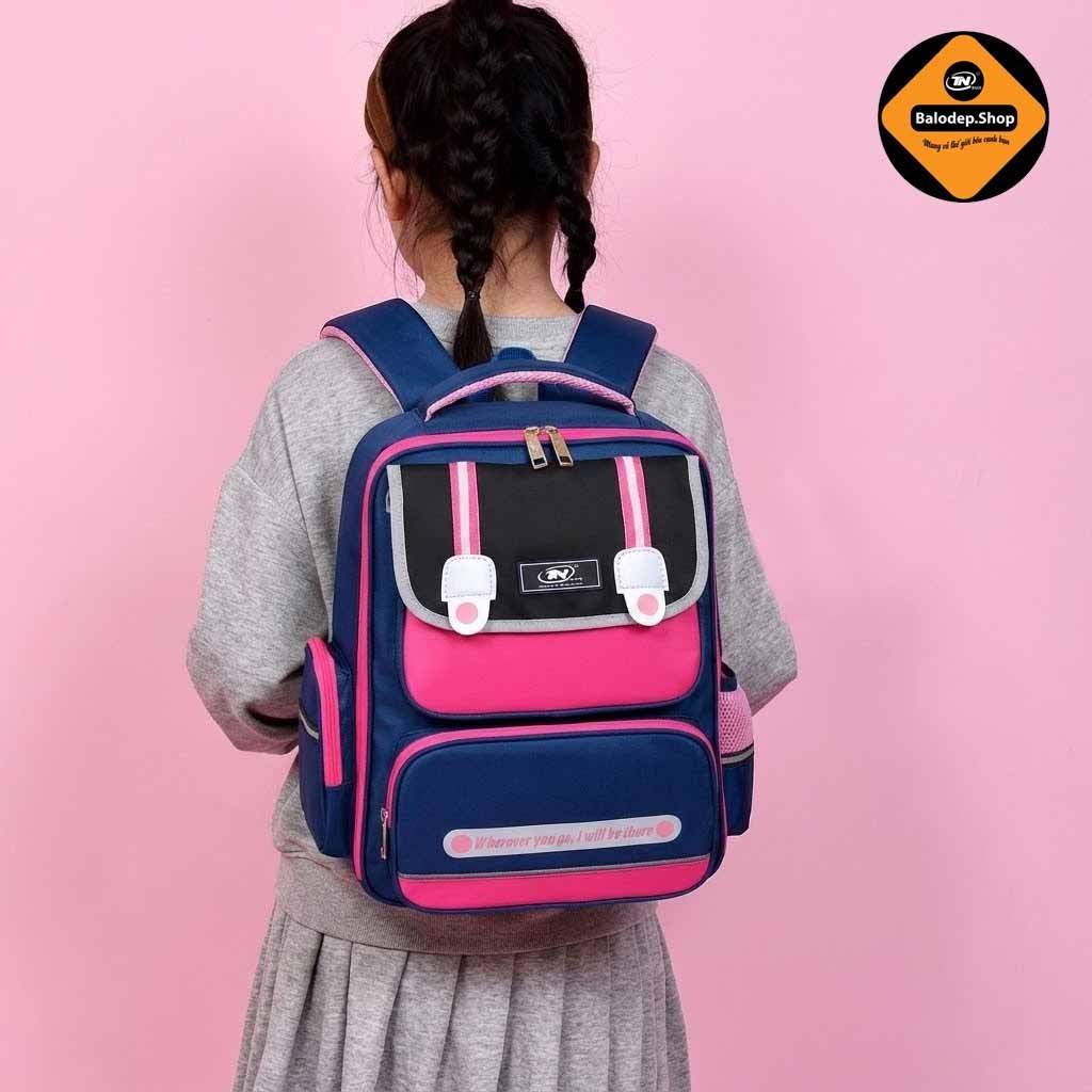 Balo Học Sinh Chống Gù Bé Gái TNBags Smart Pink TN.B 3112 Màu Hồng Xinh Xắn, Đáng Yêu, Ngăn Mở 180°!