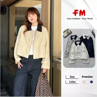 Áo Khoác Kaki Nữ Oversize FMSTYLE SHOP - Phối Cổ Bẻ 3 Nút Thời Trang Hàn Quốc 25101758