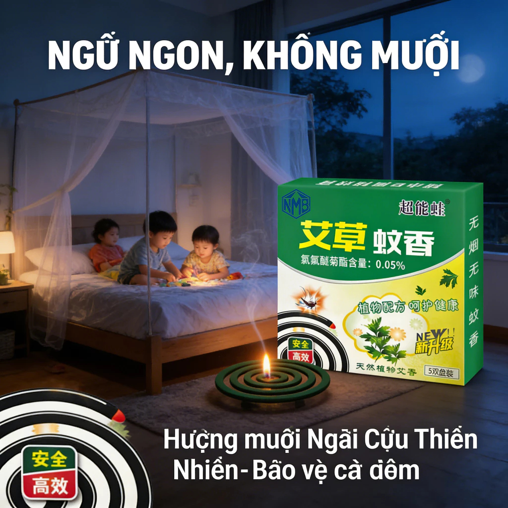 Nhang Ngải Cứu Đuổi Muỗi Tự Nhiên - Hiệu Quả Lâu Dài, Đuổi Muỗi Hiệu Quả , Ít Khói