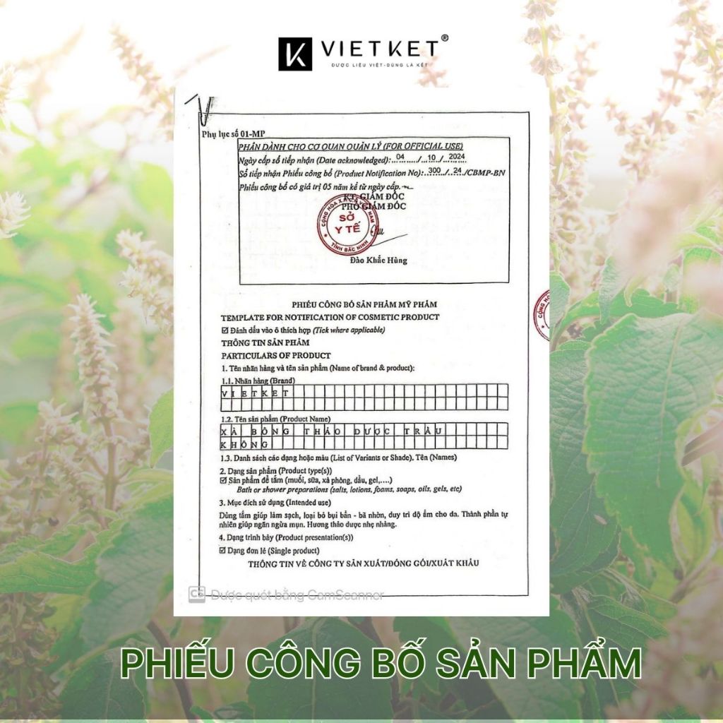 Xà Bông Tắm Thảo Dược Trầu Không VIETKET 100g Làm Sạch, Giảm Mụn Lưng, Sáng Da, Duy Trì Độ Ẩm