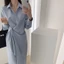 Đầm Dài Công Sở Thắt Eo Dáng Suông – Váy Nữ Hàn Quốc Thanh Lịch