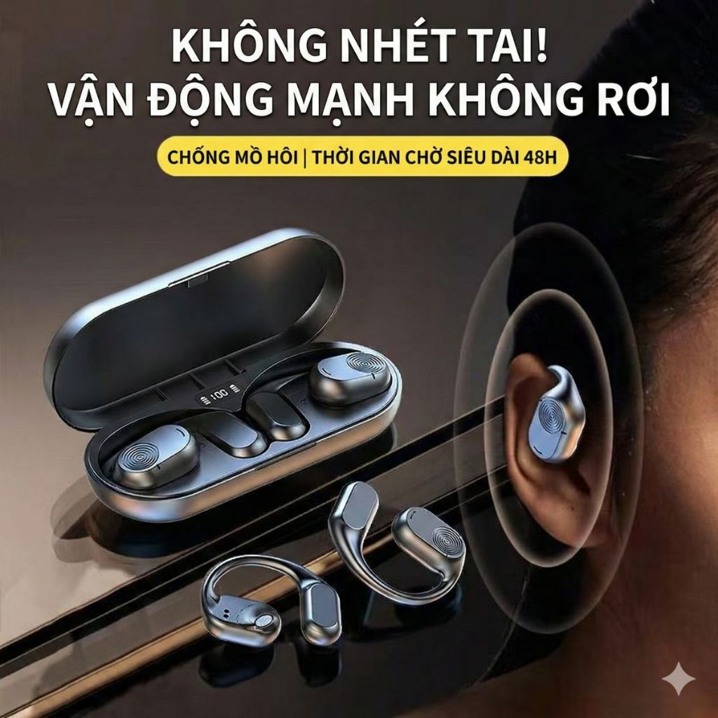 Tai nghe Bluetooth không dây Pin trâu, bass mạnh, kết nối nhanh độ trễ thấp, âm thanh vòm, chống ồn