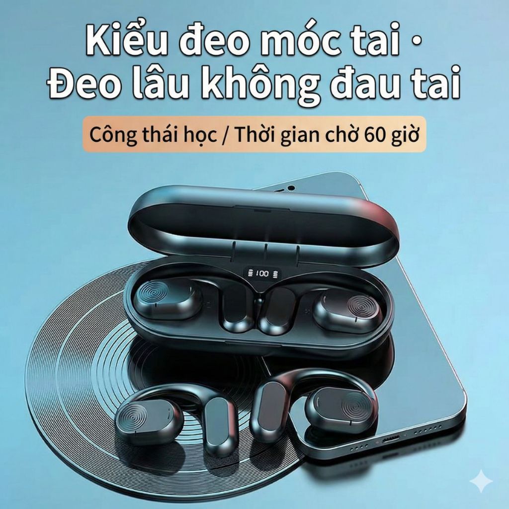 Tai nghe Bluetooth không dây Pin trâu, bass mạnh, kết nối nhanh độ trễ thấp, âm thanh vòm, chống ồn