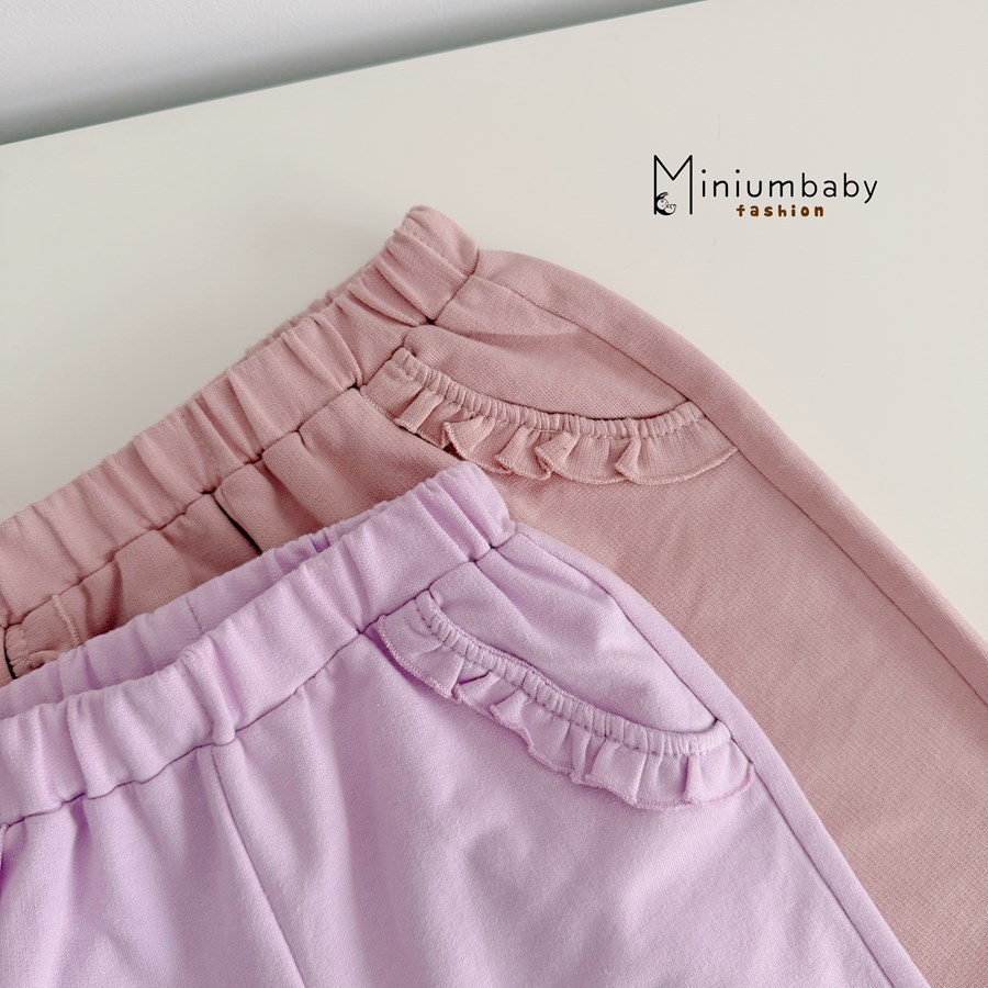 Set bộ dài tay bé gái cổ sen Miniumbaby in hình dễ thương bo ống tay áo, chất cotton mềm mịn SB2535