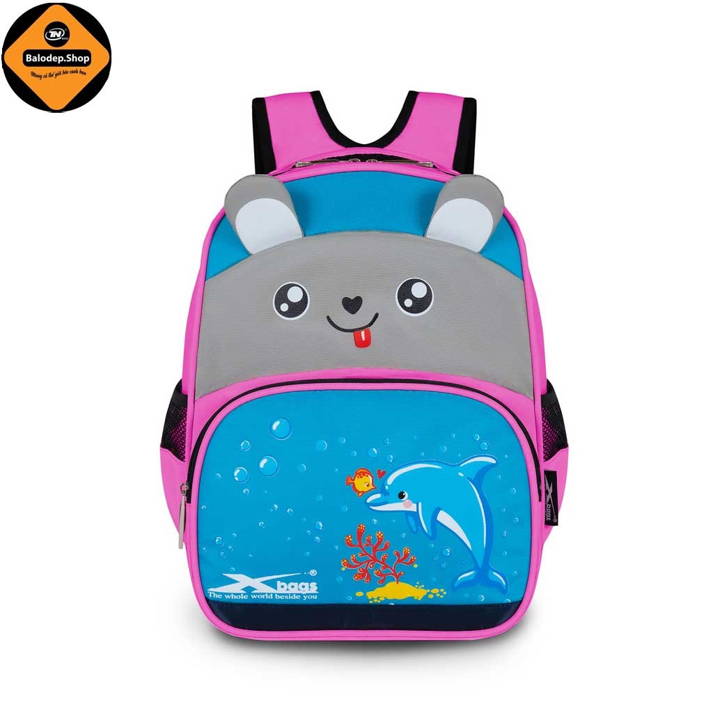 Balo Cho Bé Gái Xbags Dolphin XB 3021 Màu Hồng Xinh Xắn, Hình Cá Heo Đáng Yêu, Nhẹ Êm, Chống Thấm!