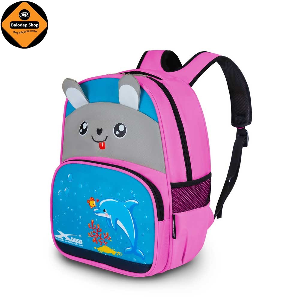 Balo Cho Bé Gái Xbags Dolphin XB 3021 Màu Hồng Xinh Xắn, Hình Cá Heo Đáng Yêu, Nhẹ Êm, Chống Thấm!