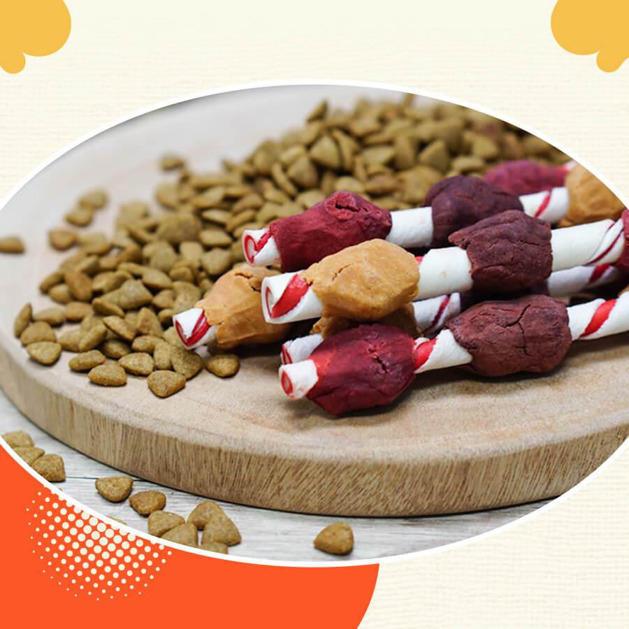 Snack Cho Chó Que Da Bò Cuốn Thịt Xiên 3 Vị DoggyMan (6 Xiên)