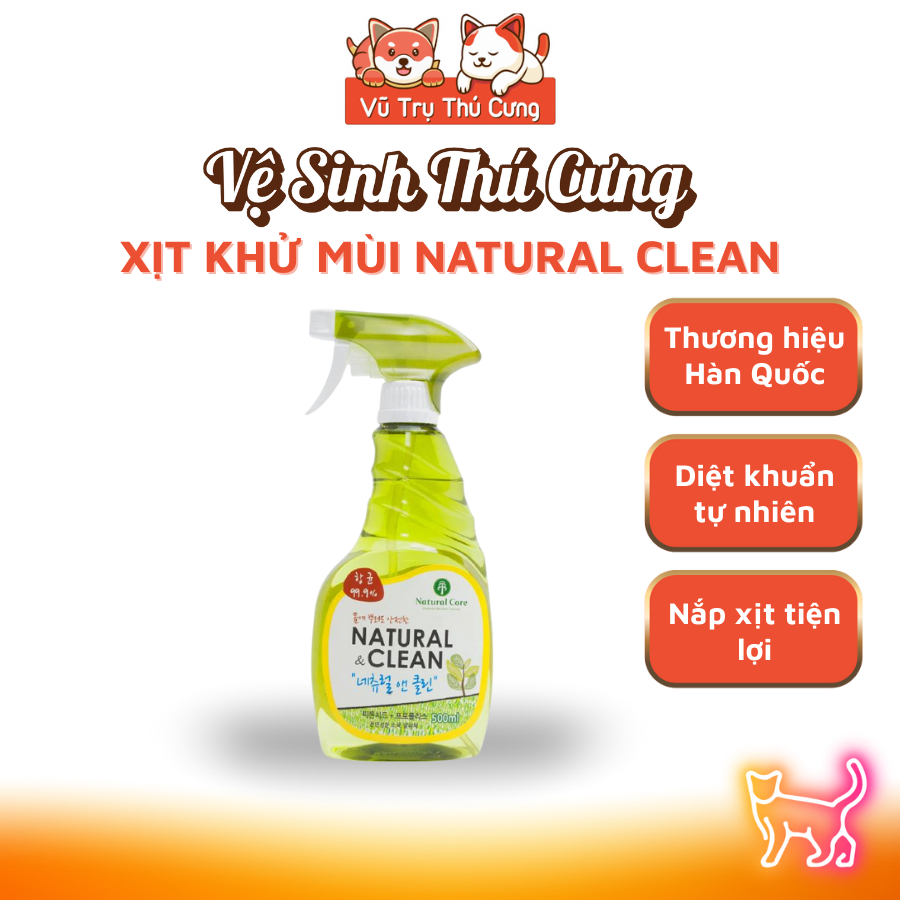 Xịt Khử Mùi Diệt Khuẩn Natural Clean Hàn Quốc 500ml