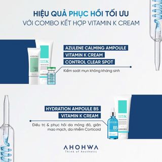 Ahohwa - Vitamin K Cream - Kem phục hồi da mỏng đỏ, giãn mao mạch, nhiễm Cortiocid - 50gr