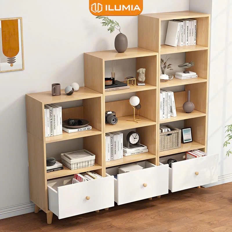 Kệ Tủ sách gỗ 3 4 5 tầng cao cấp decor bàn làm việc phong cách Nordic thương hiệu ILUMIA - GP144 | BigBuy360 - bigbuy360.vn