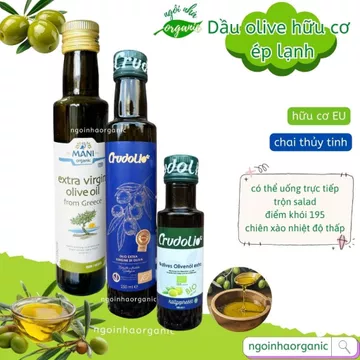 Dầu Olive ép lạnh hữu cơ Crudolio, Mani - dòng Extra Virgin Olive Oil - dầu oliu nhập khẩu châu Âu