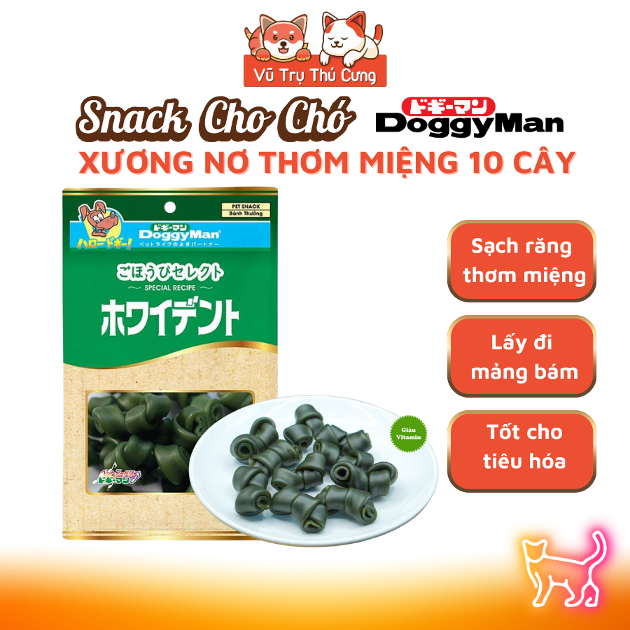 Xương gặm cho Chó DoggyMan giúp làm sạch răng, thơm miệng, tốt cho tiêu hóa (10 Nơ Xanh)