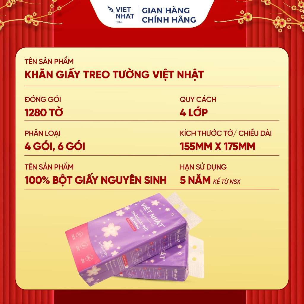 [MUA 1 TẶNG 1] COMBO DÙNG THỬ - 1 Gói Giấy Rút Treo Tường Việt Nhật Tặng 1 Gói Giấy Rút Nhỏ Thấm Hút Tốt (Kèm Móc Treo)