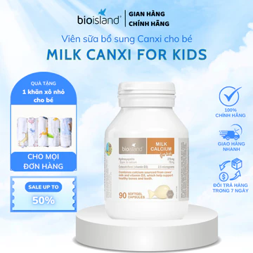 Canxi cho bé Bioisland Milk Calcium For Kids bổ sung canxi, cải thiện chiều cao, xương và răng bé