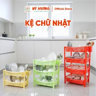 Kệ Chữ Nhật Đa Năng Cỡ Lớn Vĩ Hưng - Kệ Úp Chén Nhựa PP Dày Dặn, Kèm Ống Đựng Muỗng Đũa