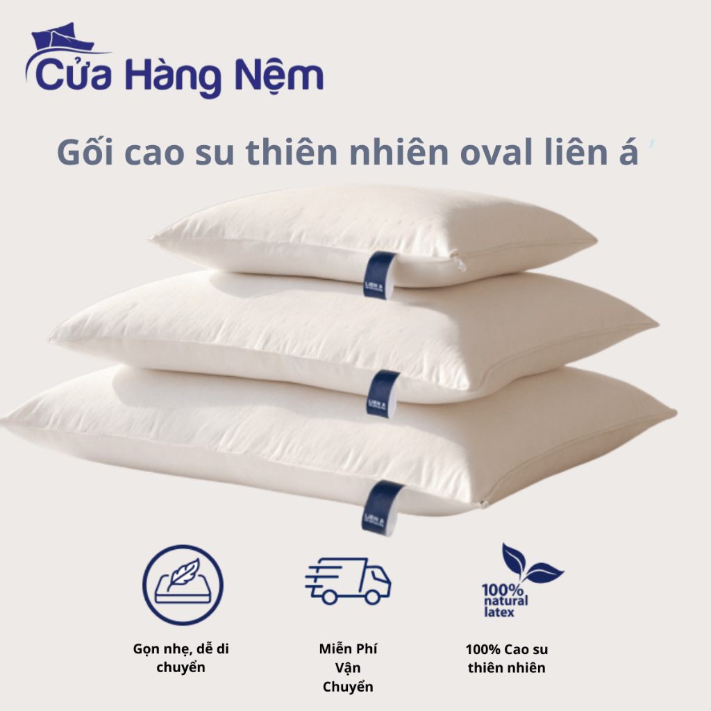 Gối Cao Su Oval Liên Á 45x65x12cm
