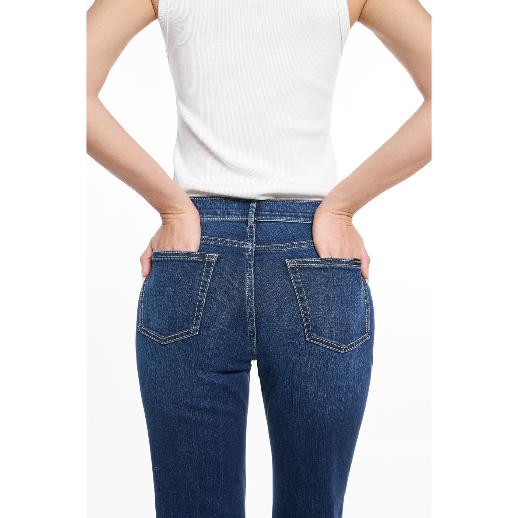 Quần Jean Nữ Ninomaxx Form Straight Xanh Dương SOFTMOTION HYBRID DENIM Chất Vải Mềm Rũ Co Giãn Nhẹ 2510030