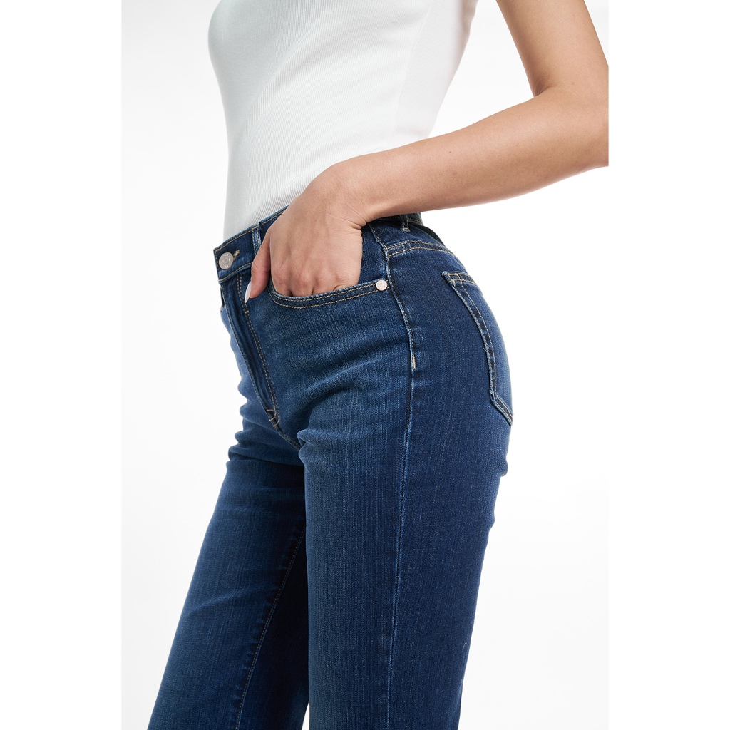 Quần Jean Nữ Ninomaxx Form Straight Xanh Dương SOFTMOTION HYBRID DENIM Chất Vải Mềm Rũ Co Giãn Nhẹ 2510030