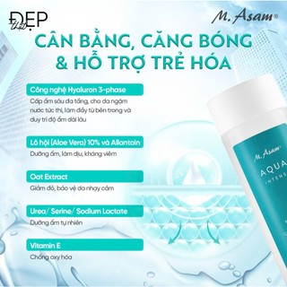 Nước cân bằng căng bóng trẻ hóa da 200ml M.ASAM AQUA INTENSE HYALURON TONIC | M.Asam Việt Nam