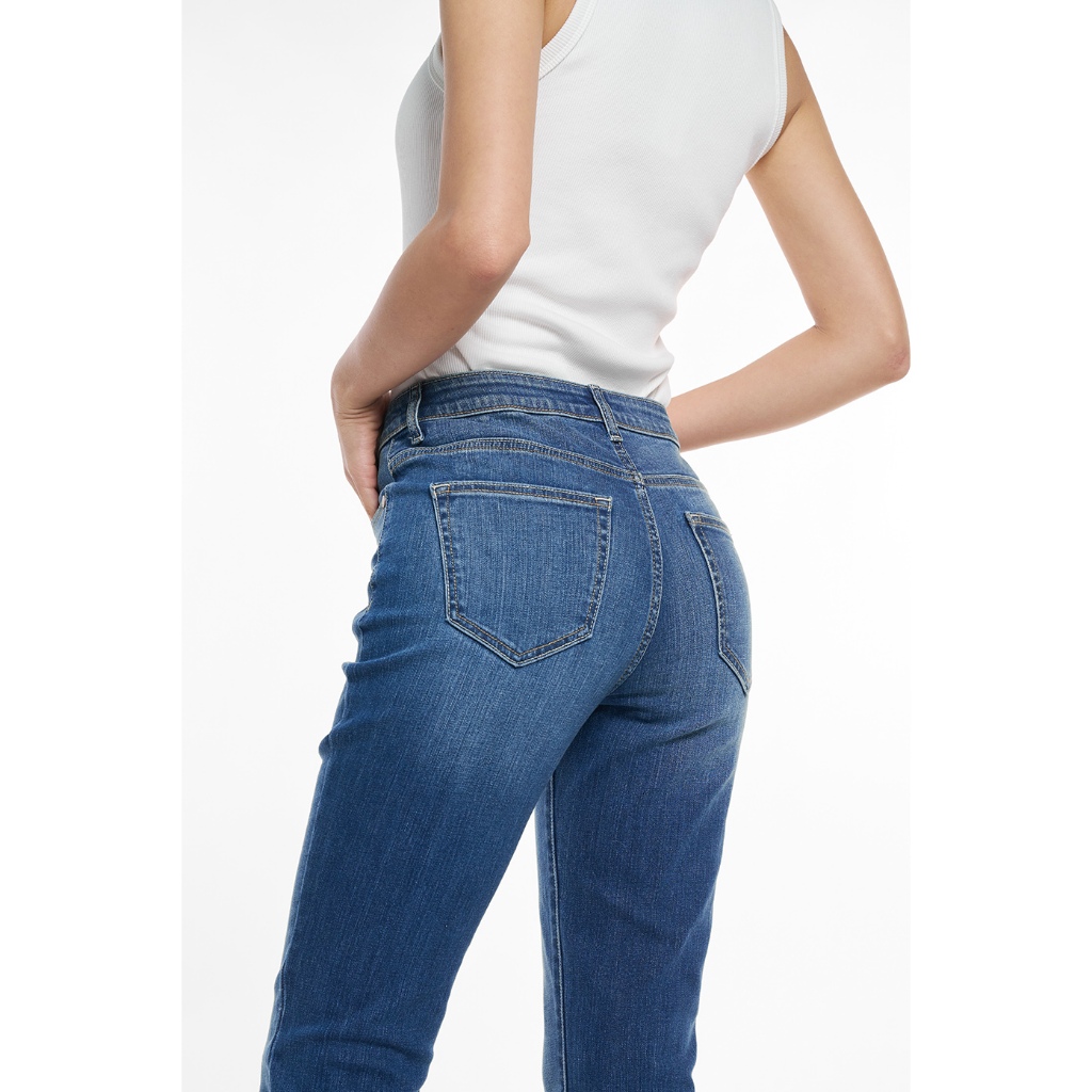 Quần Jean Nữ Ninomaxx Form Straight Xanh Đậm SOFTMOTION HYBRID DENIM Chất Vải Mềm Rũ Co Giãn Nhẹ 2510032