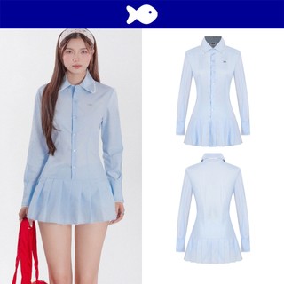 Đầm nữ cổ polo tay dài DKMV dáng váy xếp ly xinh xắn hoạ tiết phối ren điệu đà có quần bảo hộ Eun Ji Dress | K-D26