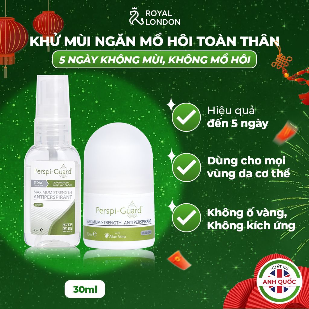 Combo khử mùi ngăn mồ hôi cao cấp Perspi-Guard lăn khử mùi 30ml + xịt khử mùi 30ml