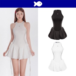 Đầm nữ kiểu dáng bí thun ôm phối lụa DKMV kèm quần trong thiết kế viền ôm dáng đáng yêu Glossy Dress| K-D6