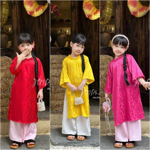 Set Áo Dài Bé Gái Truyền Thống 2764 Chất Gấm Lụa Cao Cấp Size 1-10Y (10-40kg) – Áo Dài Trẻ Em