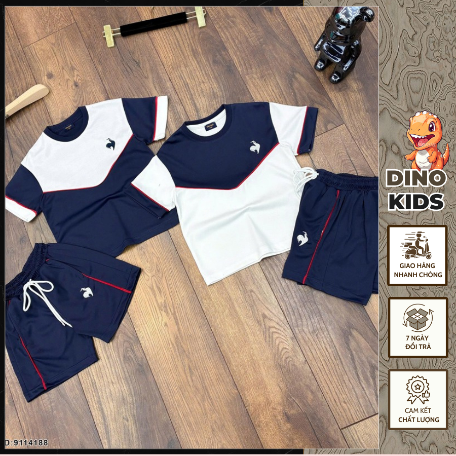 Bộ quần áo ngắn tay 2 màu thêu gà cho bé trai hàng siêu đẹp-Set quần áo cộc cho bé trai thêu hình cao cấp