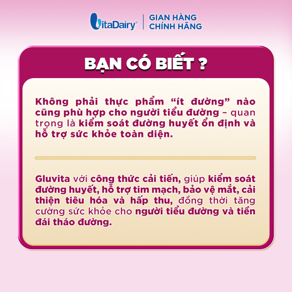 [COMBO 2 LON] Sữa bột Gluvita Gold dành cho người tiểu đường - Giúp kiểm soát đường huyết - Lon 900g