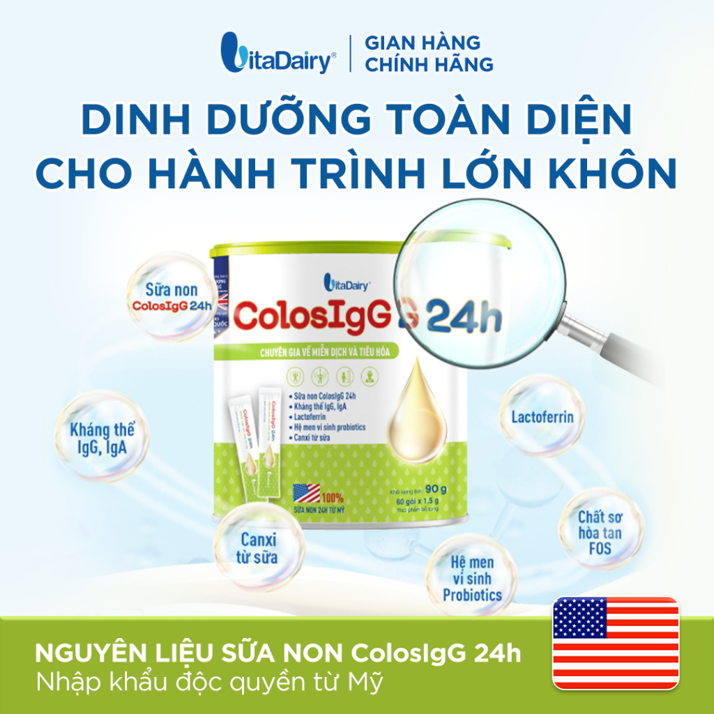 [COMBO 2 LON] Thực phẩm bổ sung ColosIgG 24h dạng gói 90g – Bổ sung dinh dưỡng, tiện lợi sử dụng