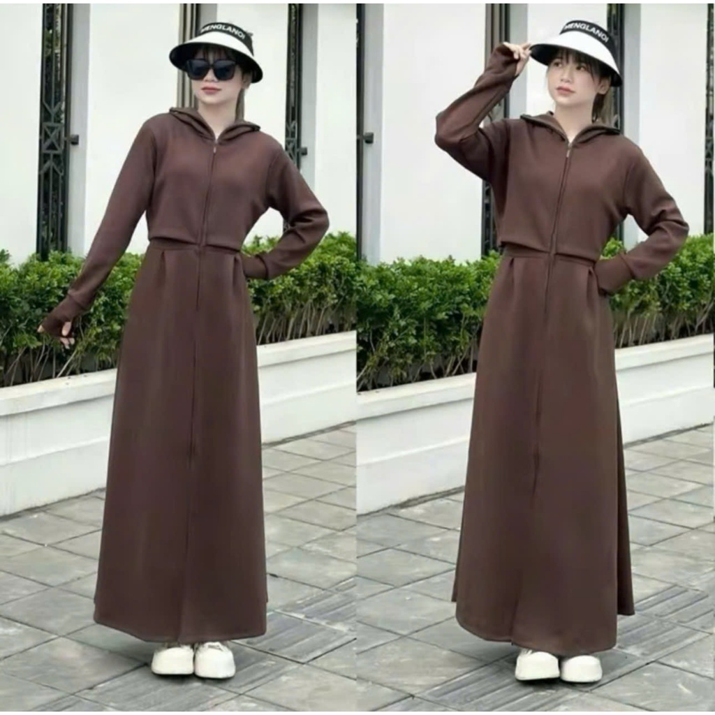 Áo Khoác Chống Nắng Toàn Thân 2 Lớp Vải Umi Cotton Dày Hàn Dáng Dài Chống Tia UV  Co Giãn 4 Chiều