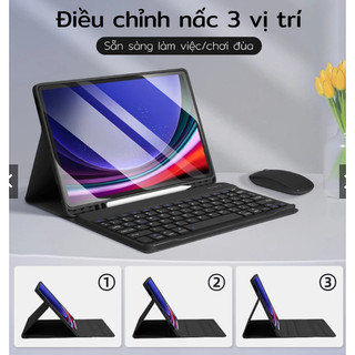 Ốp Lưng Bàn Phím Cho Samsung Galaxy Tab S7+ S8+ S9+ S9FE+ S10 Plus 12.4 (màu đen)