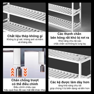 Kệ inox nhà bếp cao cấp Có thể chịu tải 500kg Kệ để đồ dễ lắp ráp bền bỉ Kệ bếp inox
