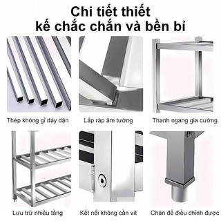 Kệ inox nhà bếp cao cấp Có thể chịu tải 500kg Kệ để đồ dễ lắp ráp bền bỉ Kệ bếp inox