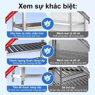 Kệ inox nhà bếp cao cấp Có thể chịu tải 500kg Kệ để đồ dễ lắp ráp bền bỉ Kệ bếp inox